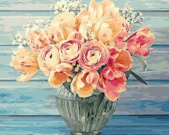 Set pictura pe numere - Flori pastelate, 40x50 cm