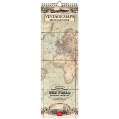 Calendar de perete 2023 - Vintage Maps, 16x49 cm