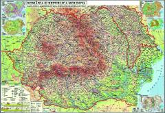 Romania si Republica Moldova. Harta fizica si a resurselor