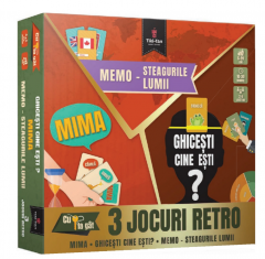 3 jocuri retro: Memo - Steagurile lumii. Mima. Ghicesti cine esti?