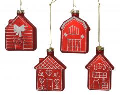 Ornament brad - House Glass Glitter - Christmas Red, mai multe modele