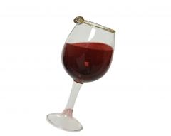 Ornament brad - Wine Glass - Gold Glitter Line - Red Oxblood Liquid