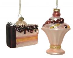 Ornament brad - Glass Glitter Beads - Cake, doua modele