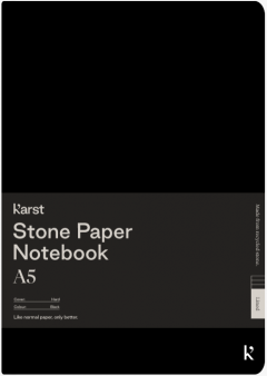 Carnet A5 - Stone Paper - Hardcover, Lined - Black