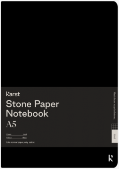 Carnet A5 - Stone Paper - Hardcover, Grid - Black