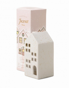 Suport lumanare - 20 Incense Cones - Ceramic Village - White Townhouse - Teakwood Tobacco