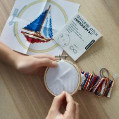 Mini kit goblen - Mini Cross Stitch Embroidery Kit - Sailboat