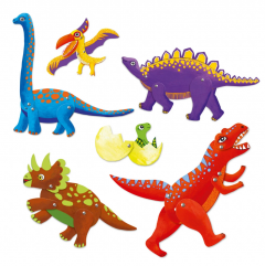 Set de colorat si asamblat - Dinozauri in miscare